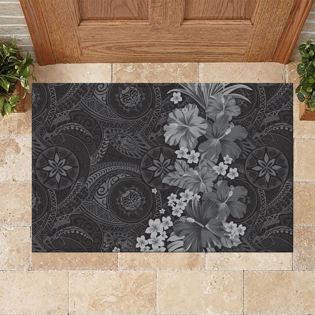 Pauli Hawai'i Hibiscus Rubber Doormat Polynesian Tribal Tattoo Pattern Floral Elements