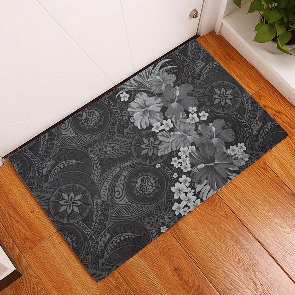 Pauli Hawai'i Hibiscus Rubber Doormat Polynesian Tribal Tattoo Pattern Floral Elements