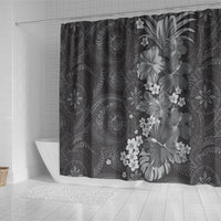 Pauli Hawai'i Hibiscus Shower Curtain Polynesian Tribal Tattoo Pattern Floral Elements