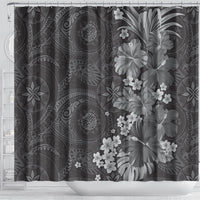 Pauli Hawai'i Hibiscus Shower Curtain Polynesian Tribal Tattoo Pattern Floral Elements