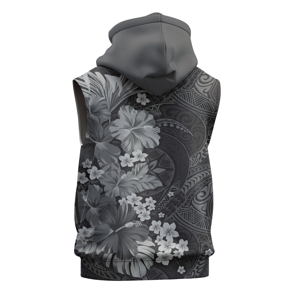 Pauli Hawai'i Hibiscus Sleeveless Zip Hoodie Polynesian Tribal Tattoo Pattern Floral Elements