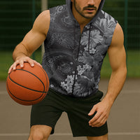 Pauli Hawai'i Hibiscus Sleeveless Zip Hoodie Polynesian Tribal Tattoo Pattern Floral Elements