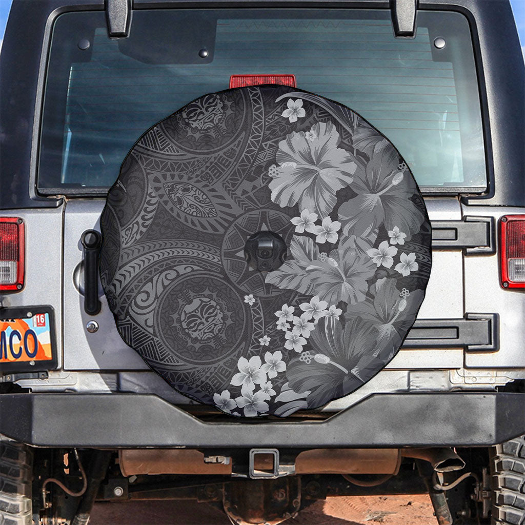 Pauli Hawai'i Hibiscus Spare Tire Cover Polynesian Tribal Tattoo Pattern Floral Elements