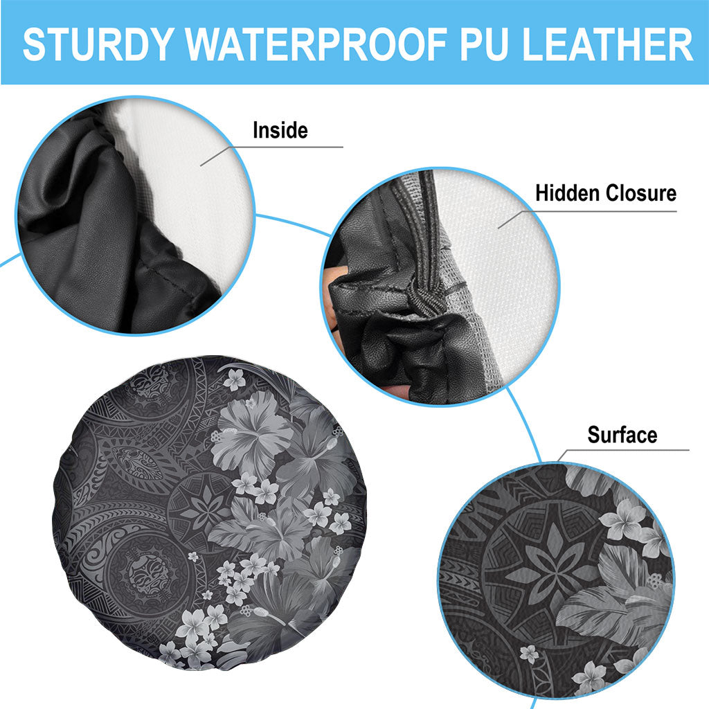 Pauli Hawai'i Hibiscus Spare Tire Cover Polynesian Tribal Tattoo Pattern Floral Elements