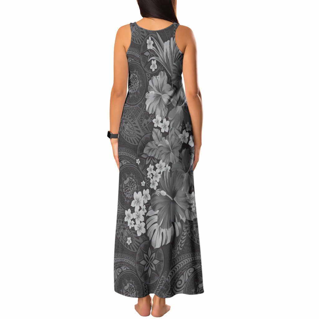 Pauli Hawai'i Hibiscus Tank Maxi Dress Polynesian Tribal Tattoo Pattern Floral Elements