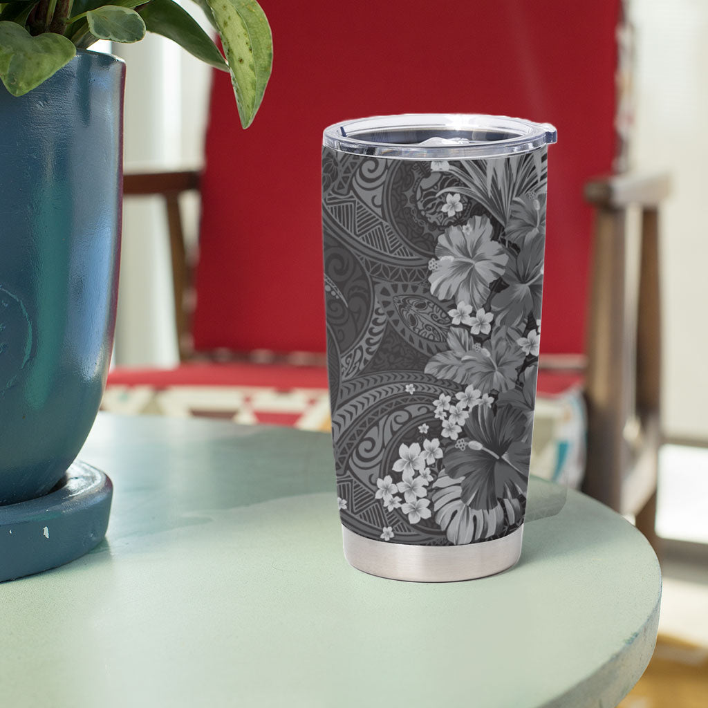 Pauli Hawai'i Hibiscus Tumbler Cup Polynesian Tribal Tattoo Pattern Floral Elements