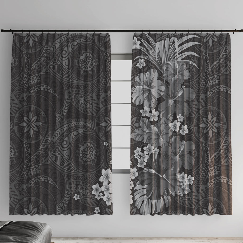 Pauli Hawai'i Hibiscus Window Curtain Polynesian Tribal Tattoo Pattern Floral Elements