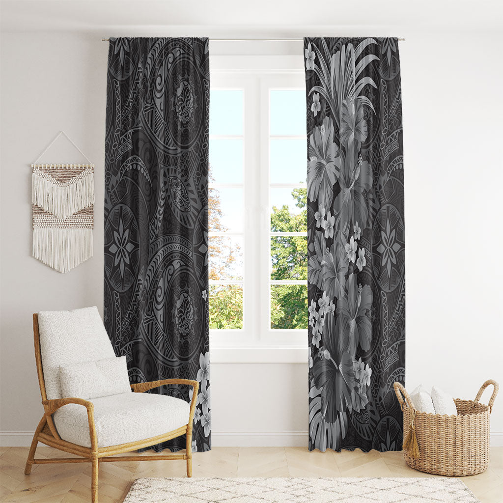Pauli Hawai'i Hibiscus Window Curtain Polynesian Tribal Tattoo Pattern Floral Elements