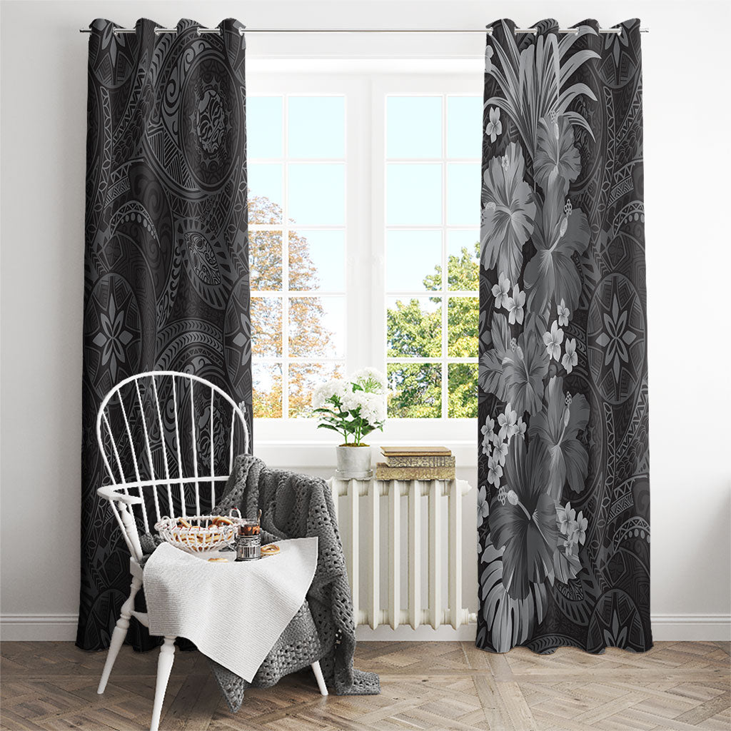 Pauli Hawai'i Hibiscus Window Curtain Polynesian Tribal Tattoo Pattern Floral Elements