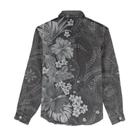 Pauli Hawai'i Hibiscus Women Casual Shirt Polynesian Tribal Tattoo Pattern Floral Elements
