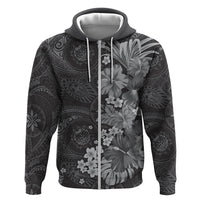 Pauli Hawai'i Hibiscus Zip Hoodie Polynesian Tribal Tattoo Pattern Floral Elements