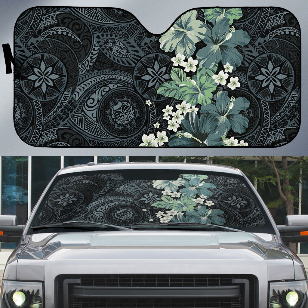 Pauliuli Hawai'i Hibiscus Auto Sun Shade Polynesian Tribal Tattoo Pattern Floral Elements
