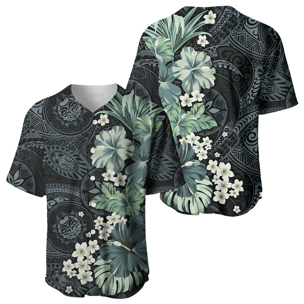 Pauliuli Hawai'i Hibiscus Baseball Jersey Polynesian Tribal Tattoo Pattern Floral Elements