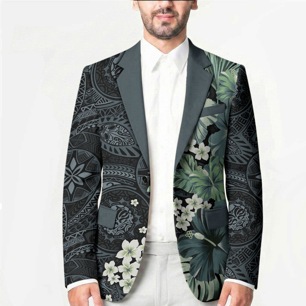 Pauliuli Hawai'i Hibiscus Blazer Polynesian Tribal Tattoo Pattern Floral Elements