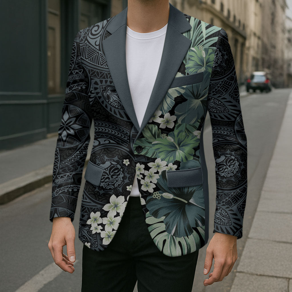 Pauliuli Hawai'i Hibiscus Blazer Polynesian Tribal Tattoo Pattern Floral Elements