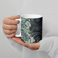 Pauliuli Hawai'i Hibiscus Ceramic Mug Polynesian Tribal Tattoo Pattern Floral Elements