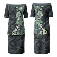 Pauliuli Hawai'i Hibiscus Family Matching Puletasi and Hawaiian Shirt Polynesian Tribal Tattoo Pattern Floral Elements