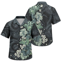 Pauliuli Hawai'i Hibiscus Family Matching Puletasi and Hawaiian Shirt Polynesian Tribal Tattoo Pattern Floral Elements