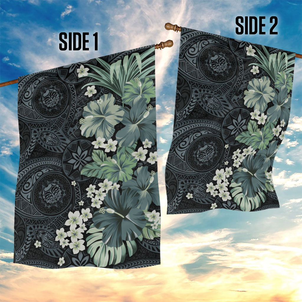 Pauliuli Hawai'i Hibiscus Garden Flag Polynesian Tribal Tattoo Pattern Floral Elements