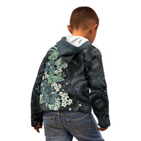 Pauliuli Hawai'i Hibiscus Kid Hoodie Polynesian Tribal Tattoo Pattern Floral Elements