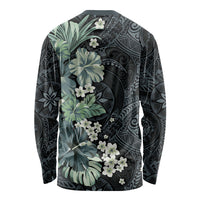 Pauliuli Hawai'i Hibiscus Long Sleeve Shirt Polynesian Tribal Tattoo Pattern Floral Elements