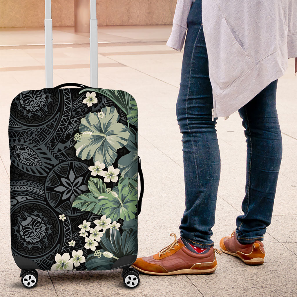 Pauliuli Hawai'i Hibiscus Luggage Cover Polynesian Tribal Tattoo Pattern Floral Elements