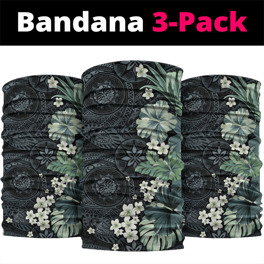 Pauliuli Hawai'i Hibiscus Neck Gaiter Polynesian Tribal Tattoo Pattern Floral Elements