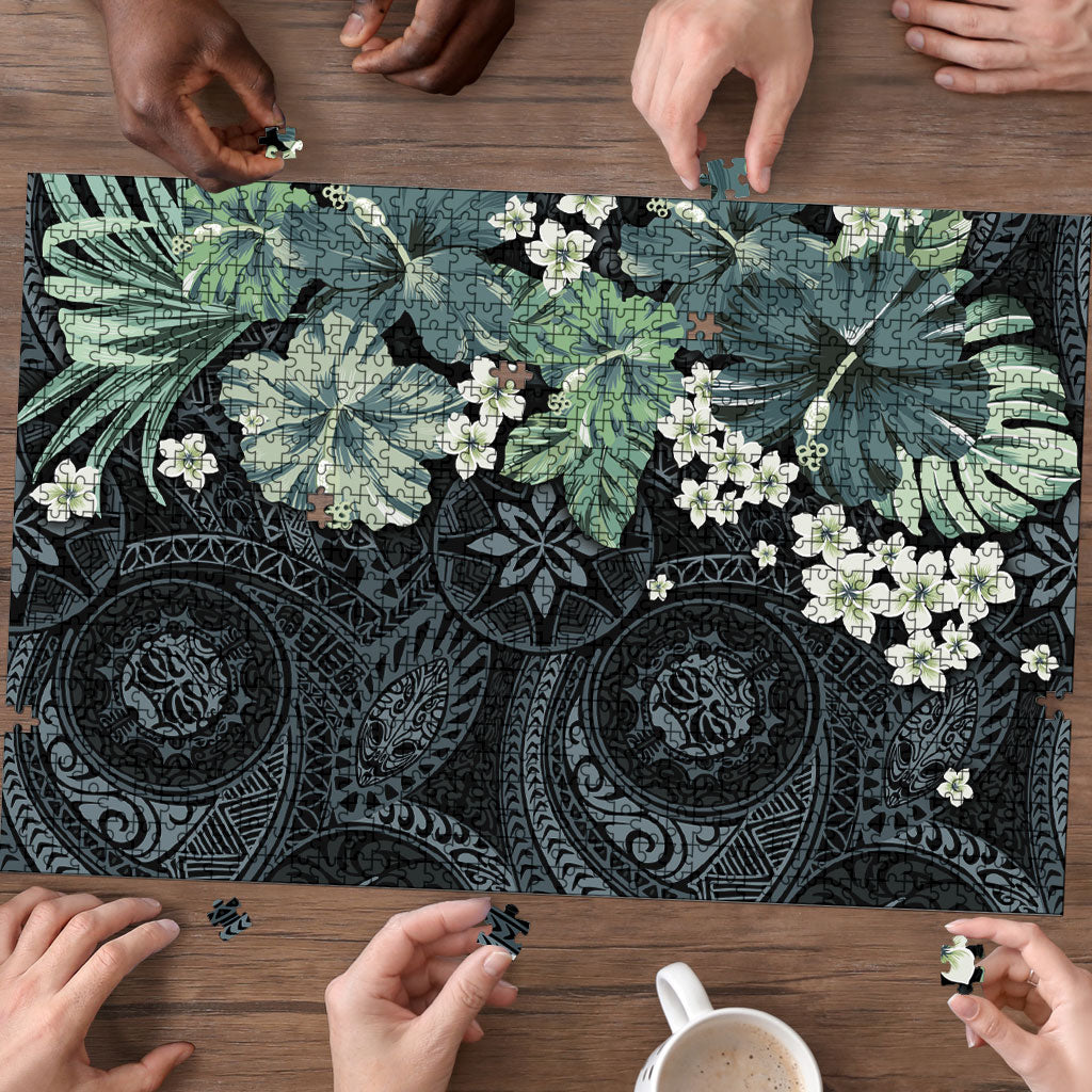 Pauliuli Hawai'i Hibiscus Puzzle Polynesian Tribal Tattoo Pattern Floral Elements