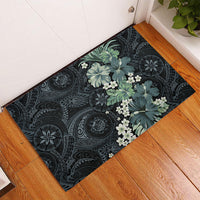 Pauliuli Hawai'i Hibiscus Rubber Doormat Polynesian Tribal Tattoo Pattern Floral Elements