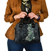 Pauliuli Hawai'i Hibiscus Shoulder Handbag Polynesian Tribal Tattoo Pattern Floral Elements