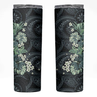 Pauliuli Hawai'i Hibiscus Skinny Tumbler Polynesian Tribal Tattoo Pattern Floral Elements
