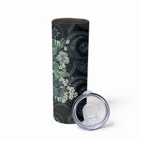 Pauliuli Hawai'i Hibiscus Skinny Tumbler Polynesian Tribal Tattoo Pattern Floral Elements