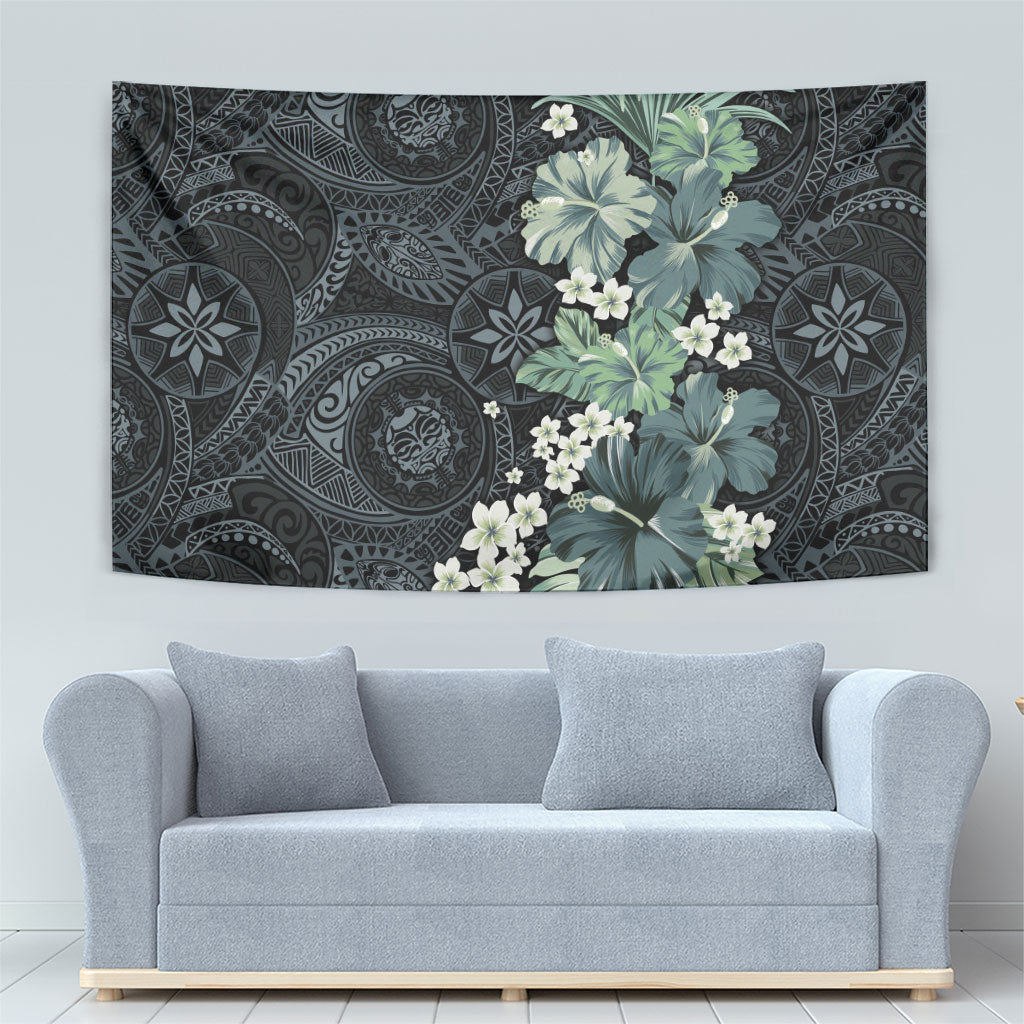 Pauliuli Hawai'i Hibiscus Tapestry Polynesian Tribal Tattoo Pattern Floral Elements