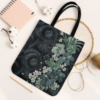 Pauliuli Hawai'i Hibiscus Tote Bag Polynesian Tribal Tattoo Pattern Floral Elements