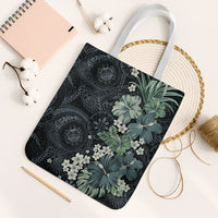 Pauliuli Hawai'i Hibiscus Tote Bag Polynesian Tribal Tattoo Pattern Floral Elements