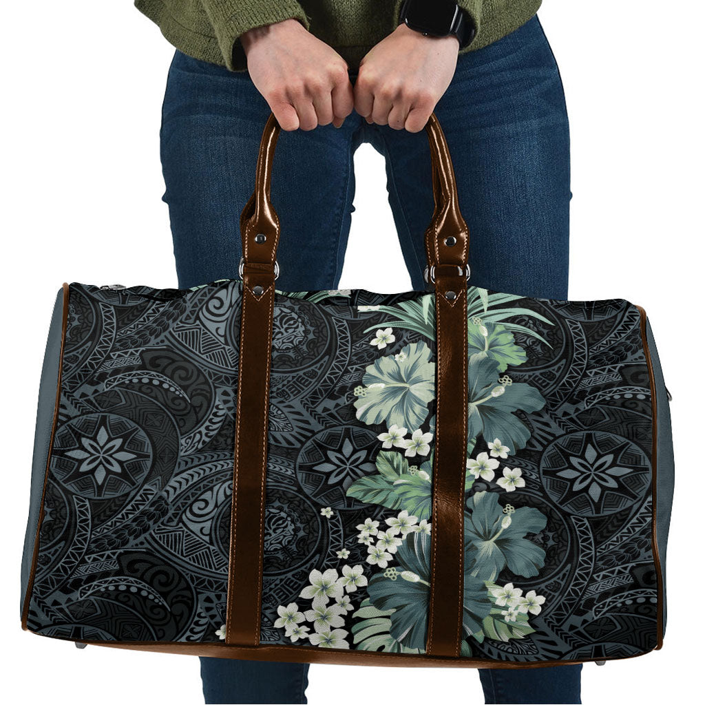 Pauliuli Hawai'i Hibiscus Travel Bag Polynesian Tribal Tattoo Pattern Floral Elements