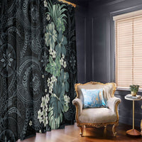 Pauliuli Hawai'i Hibiscus Window Curtain Polynesian Tribal Tattoo Pattern Floral Elements
