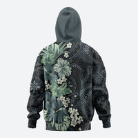 Pauliuli Hawai'i Hibiscus Zip Hoodie Polynesian Tribal Tattoo Pattern Floral Elements