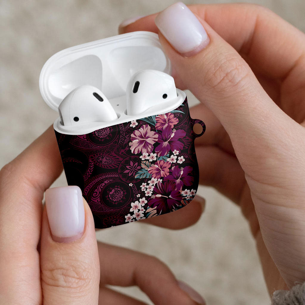 Poni Mama Hawai'i Hibiscus AirPods Case Polynesian Tribal Tattoo Pattern Floral Elements