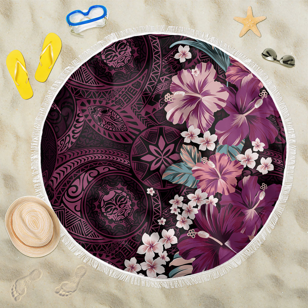 Poni Mama Hawai'i Hibiscus Beach Blanket Polynesian Tribal Tattoo Pattern Floral Elements