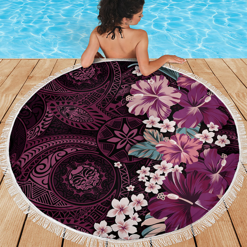 Poni Mama Hawai'i Hibiscus Beach Blanket Polynesian Tribal Tattoo Pattern Floral Elements