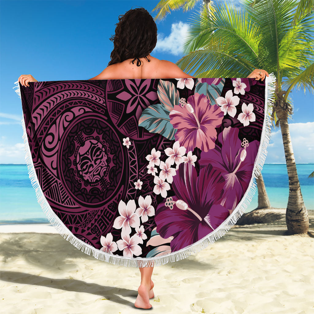 Poni Mama Hawai'i Hibiscus Beach Blanket Polynesian Tribal Tattoo Pattern Floral Elements