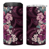 Poni Mama Hawai'i Hibiscus 4 in 1 Can Cooler Tumbler Polynesian Tribal Tattoo Pattern Floral Elements