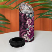 Poni Mama Hawai'i Hibiscus 4 in 1 Can Cooler Tumbler Polynesian Tribal Tattoo Pattern Floral Elements