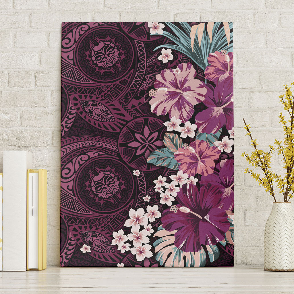 Poni Mama Hawai'i Hibiscus Canvas Wall Art Polynesian Tribal Tattoo Pattern Floral Elements