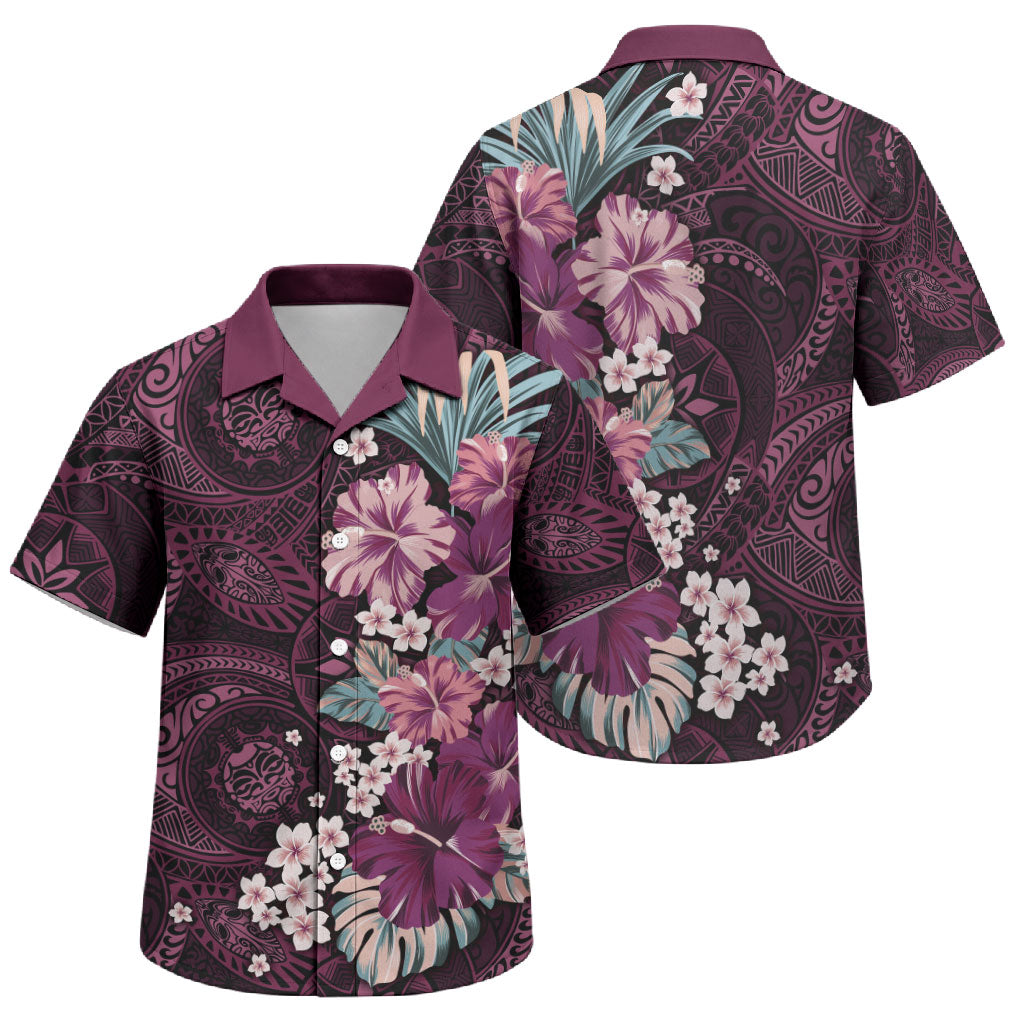 Poni Mama Hawai'i Hibiscus Family Matching Mermaid Dress and Hawaiian Shirt Polynesian Tribal Tattoo Pattern Floral Elements