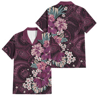Poni Mama Hawai'i Hibiscus Family Matching Puletasi and Hawaiian Shirt Polynesian Tribal Tattoo Pattern Floral Elements