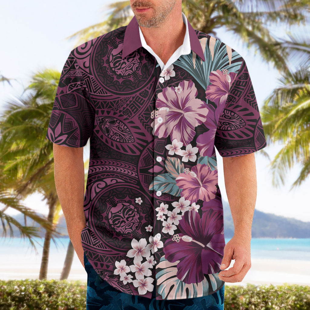 Poni Mama Hawai'i Hibiscus Hawaiian Shirt Polynesian Tribal Tattoo Pattern Floral Elements