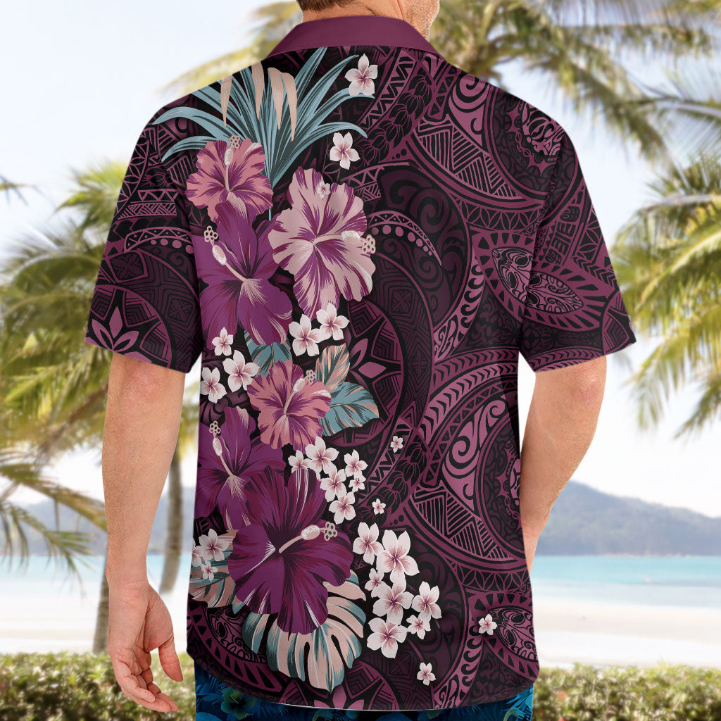 Poni Mama Hawai'i Hibiscus Hawaiian Shirt Polynesian Tribal Tattoo Pattern Floral Elements