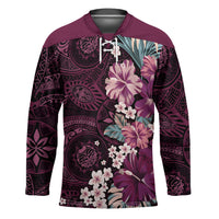 Poni Mama Hawai'i Hibiscus Hockey Jersey Polynesian Tribal Tattoo Pattern Floral Elements